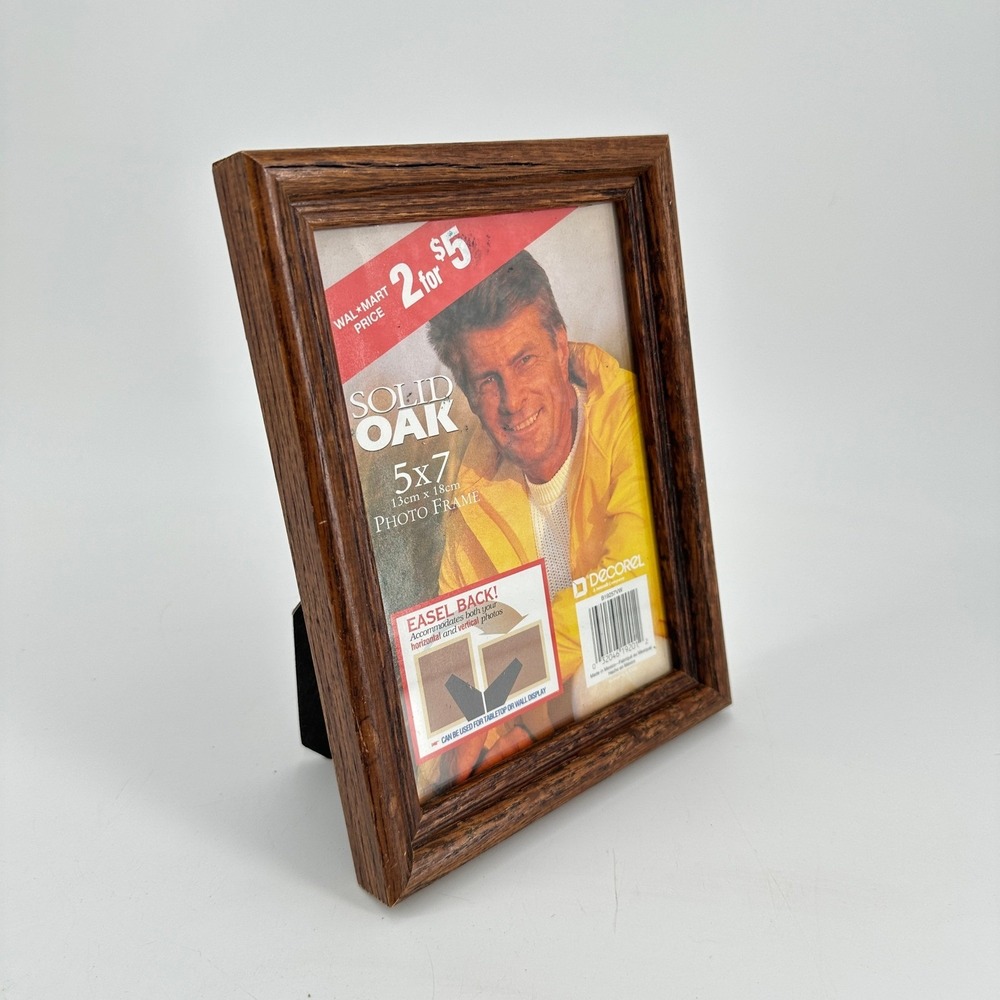 Decorel Solid Oak 5x7 Wood Picture Frame Tabletop Wall Mount Vintage Dark Brown
